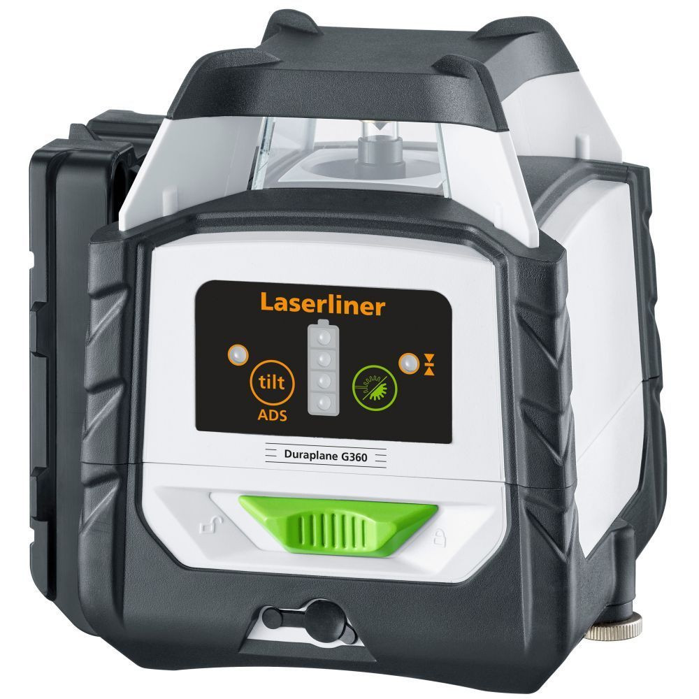 Laserliner 052.551A DuraPlane G360 RX Poziomy 360-stopniowy zielony laser liniowy z zaciskiem krzyżowym + odbiornik RangeXtender G60