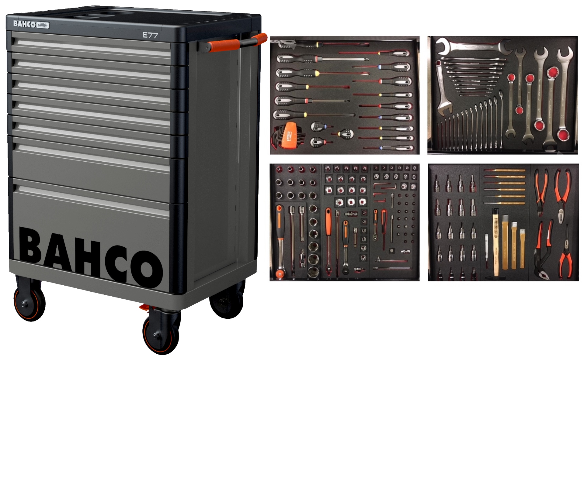 Bahco 1477K7GREY-FULL4 Wózek narzędziowy szary 190 szt.