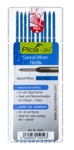 Pica PI4041 4041 Zestaw specjalny 10 wkładów do znacznika budowlanego Pica-Dry: niebieskie, wodoodporne, na mokro