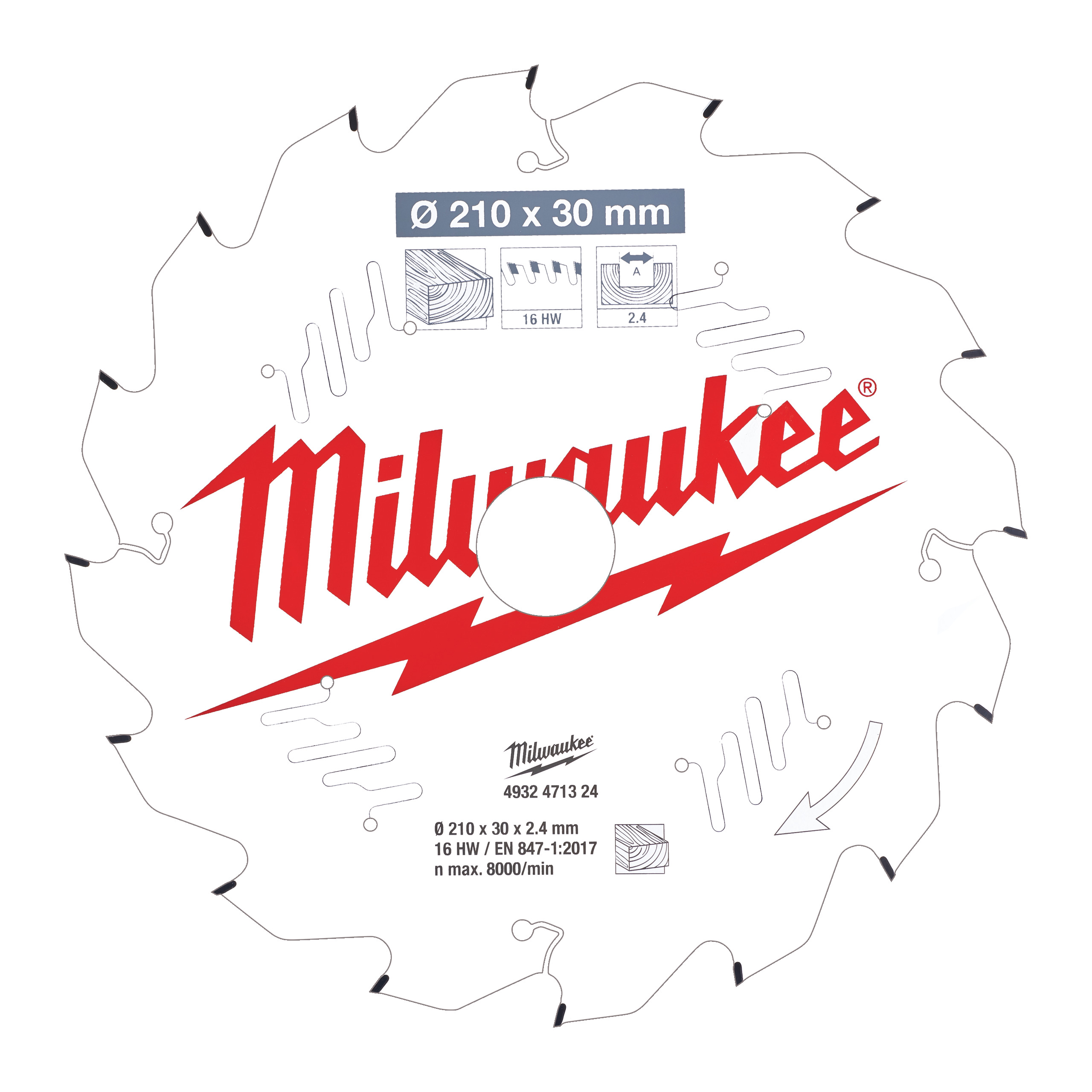 Milwaukee Akcesoria 4932471324 Piła tarczowa MS W 210x30x2.4x16ATB
