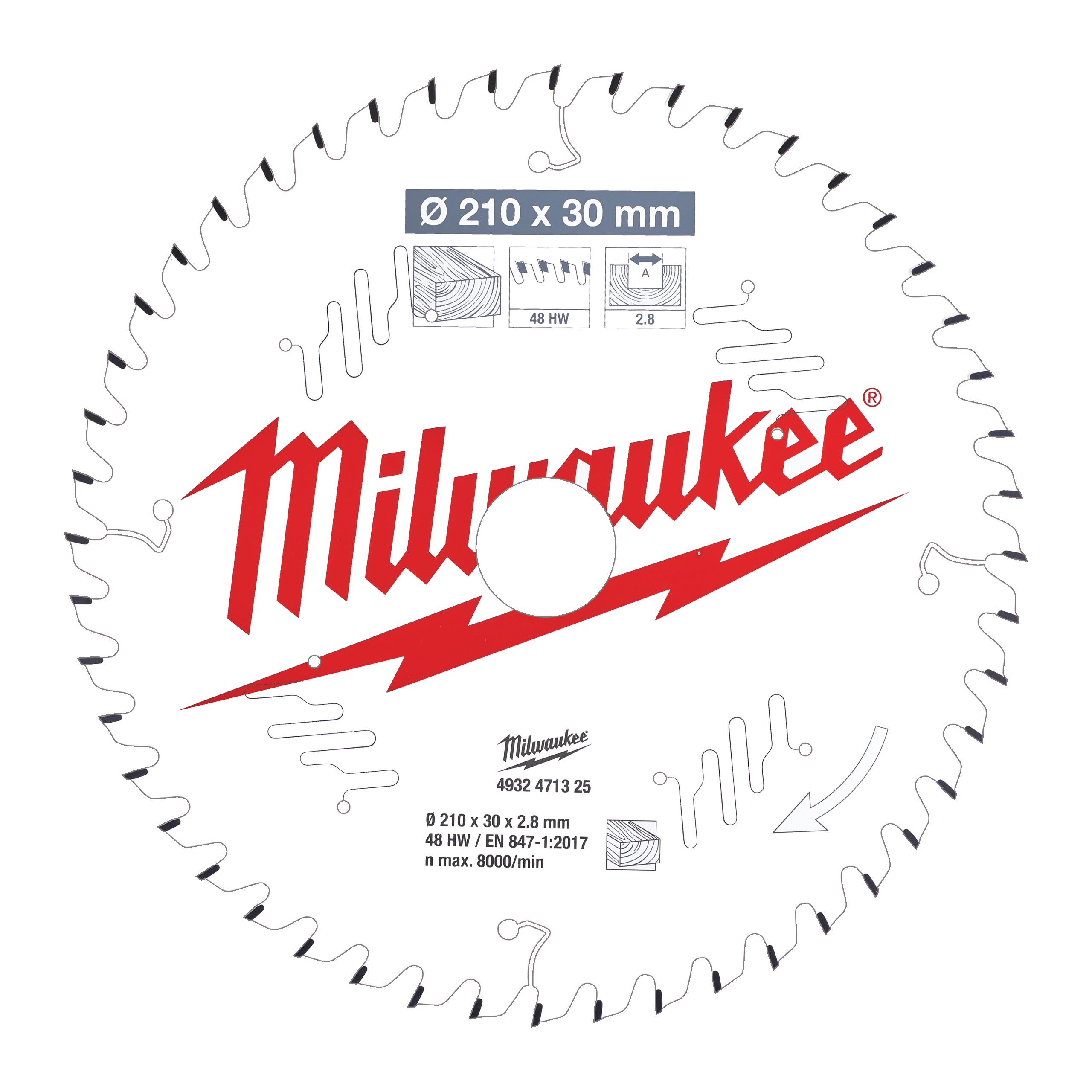 Milwaukee Akcesoria 4932471325 Piła tarczowa MS W 210x30x2.8x48ATB