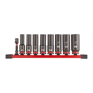 Milwaukee Akcesoria 4932480455 Milwaukee  ⅜ SHOCKWAVE™ IMPACT DUTY Zestaw kluczy nasadowych długi 9-częściowy