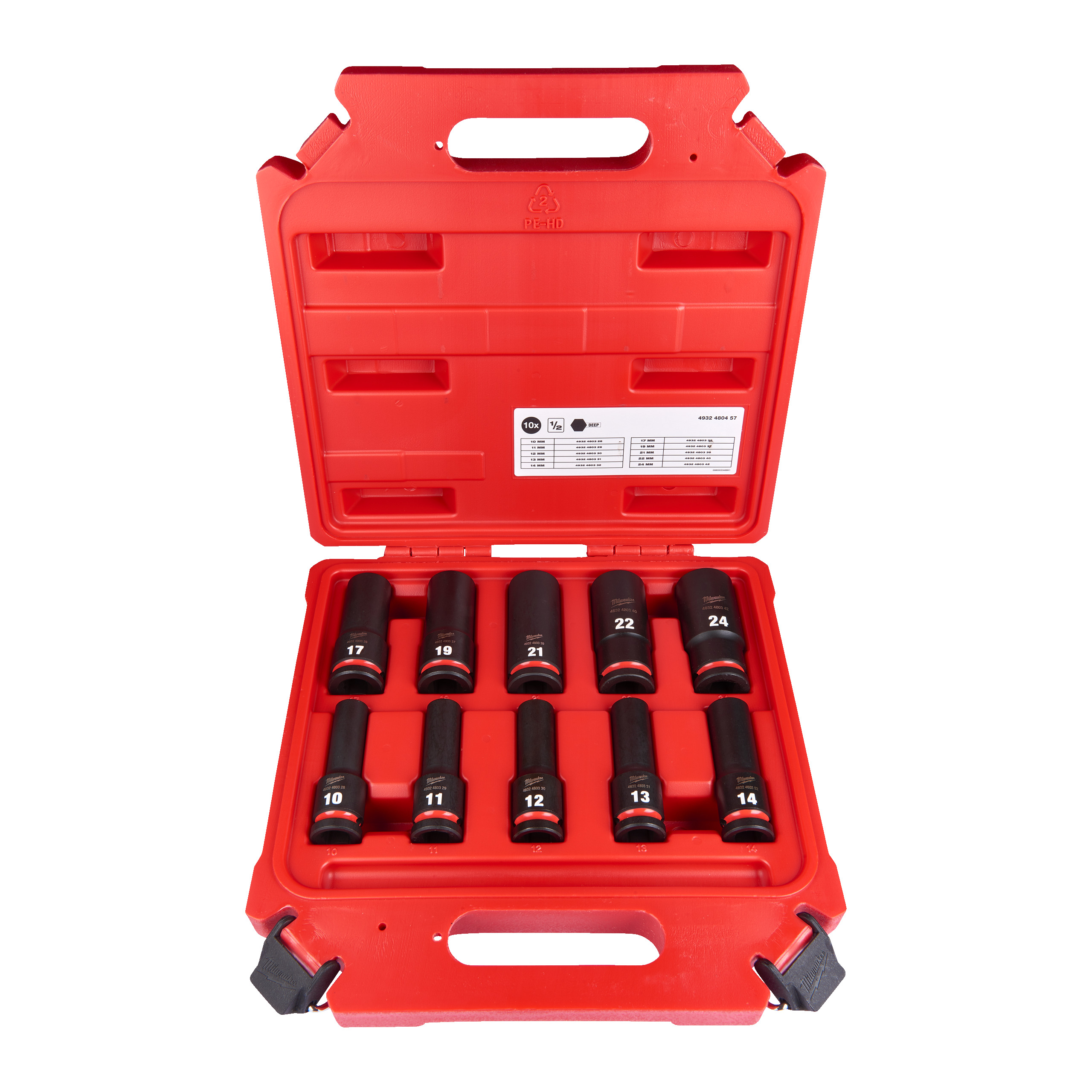 Milwaukee Akcesoria 4932480457 Zestaw nasadek SHOCKWAVE™ Power Hex 1/2" - 10 sztuk