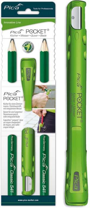 Pica PI50502 Pocket 505/02 - 2 szt. ołówek kamienny Pica 541/24 + uchwyt z wbudowaną temperówką