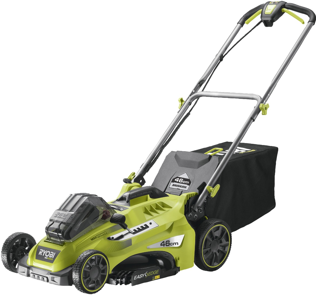 Ryobi 5133005484 RLM36X46H50PG Bezszczotkowa kosiarka 36 V z funkcją Power Assist, szerokość koszenia 46 (1 x 5,0 Ah)