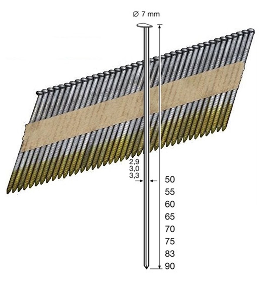 Dutack 5150023 Gwóźdź taśmowy 2.8x75mm 34° ocynkowany gładki 4000 szt.