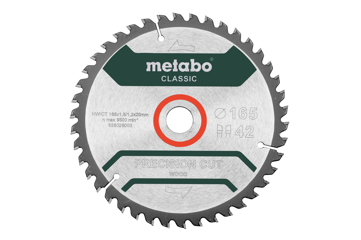 Metabo Akcesoria 628026000 Tarcza do precyzyjnego cięcia drewna Classicl 165 x 20 Z42 WZ 5°