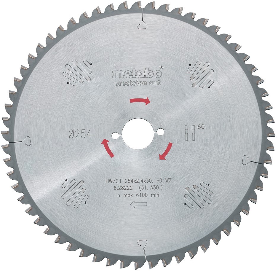 Metabo Akcesoria 628221000 Brzeszczot HM Precision Cut HW/CT 254X30, 48 WZ 5° neg.