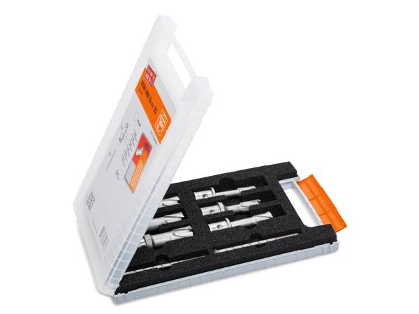 Fein Akcesoria 63127714020 Zestaw do wiercenia rdzeniowego 12/14/16/18/20/22 x 35 mm + 2 x trzpień centrujący 8 części 3/4 Weldon