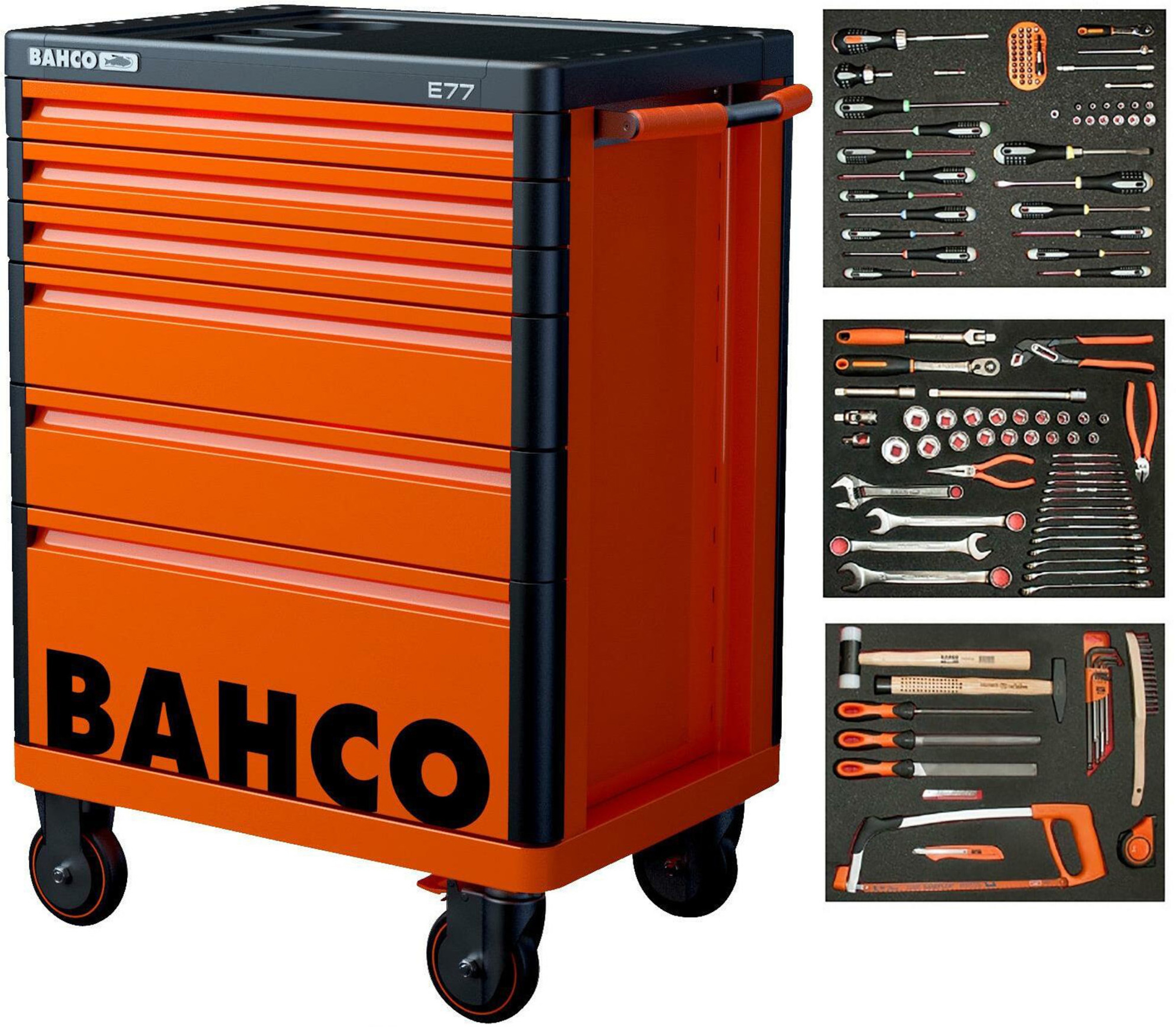 Bahco 1477K6-FULL3 Wózek narzędziowy E77 pomarańczowy 130-elementowy