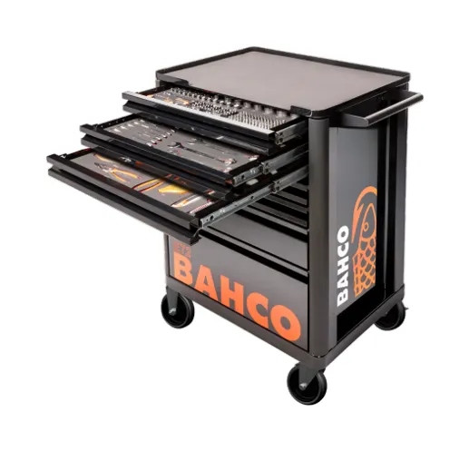 Bahco 1472K7BKFFSD Wózek narzędziowy czarny 7-szufladowy z zestawem akcesoriów 216-elementowy