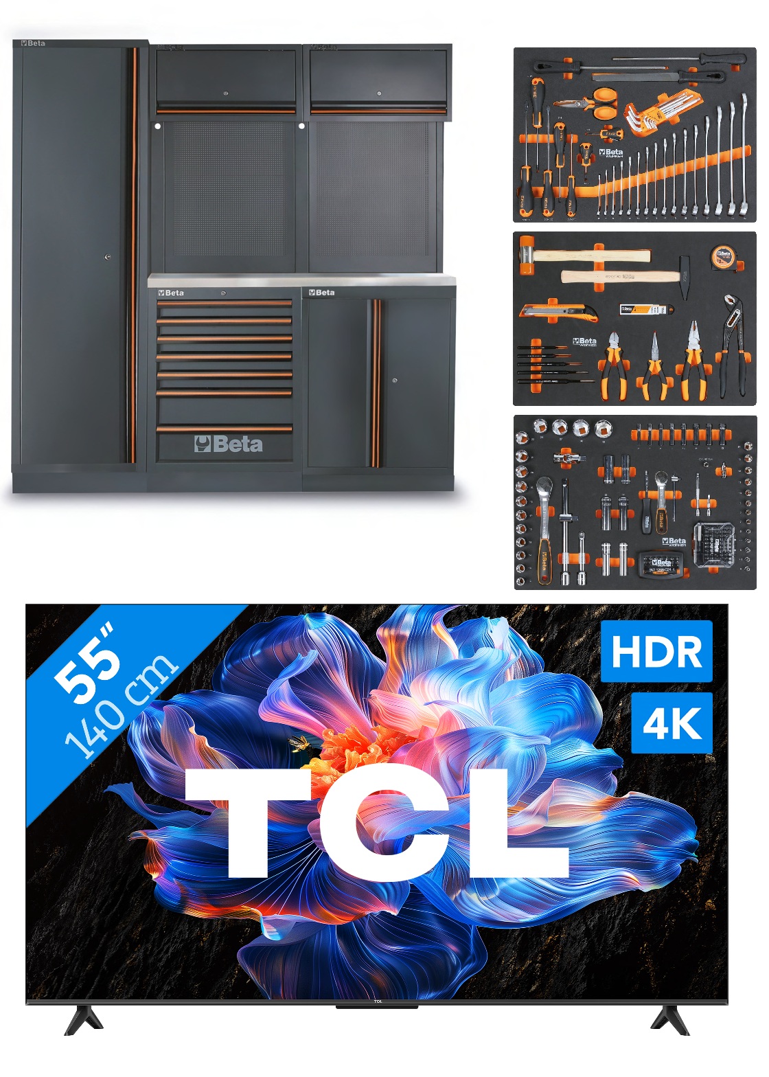 Beta ZNLWK0001 C45PRO 2.0 B7X Wyposażenie warsztatowe z asortymentem 196 element&oacute;w + darmowy 55-calowy telewizor TCL