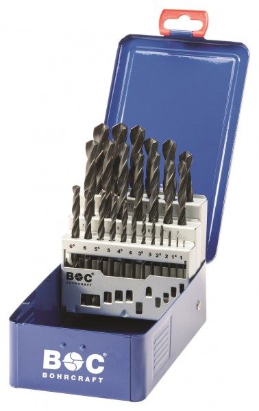 Bohrcraft 11001310025 M13 BC HSS-R 25-częściowy zestaw wierteł spiralnych DIN 338 1 - 13 mm