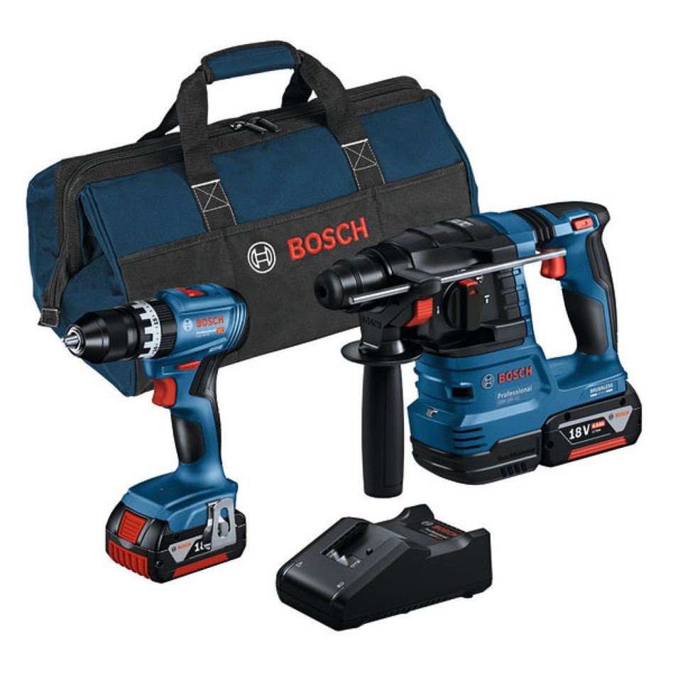Bosch Professional 0615A50039 Accutoolkit Combipack 18V GBH + GSB (2x GBA 18V 4.0 Ah, ładowarka GAL 18V-40, GBH 18V-22, GSB 18V-45,)