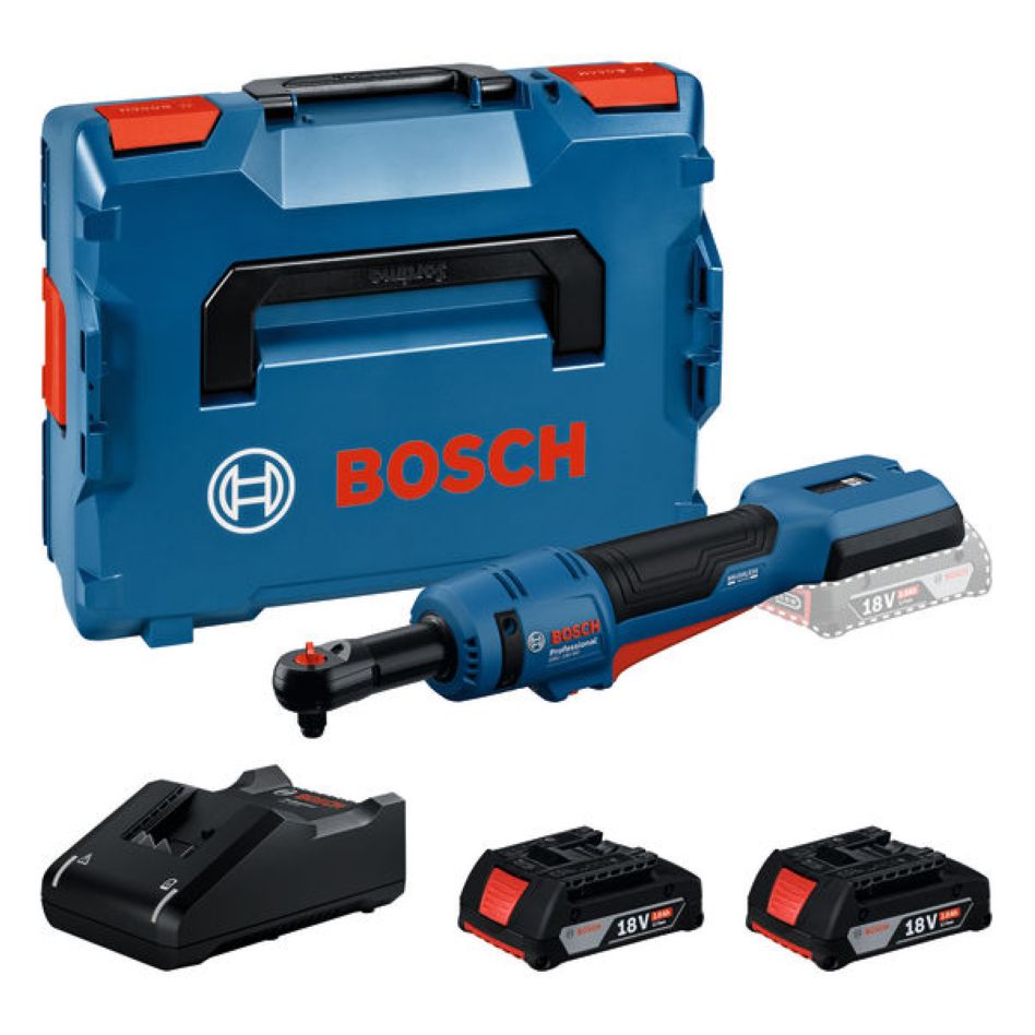 Bosch Professional 06019N8002 GRC 18V-60 Akumulatorowy klucz z grzechotką 2x 2,0 Ah i ładowarka GAL 18V-40
