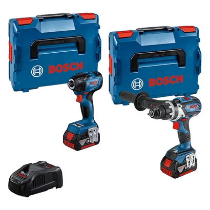 Bosch Professional 0615990N2W Akumulatorowa wiertarko-wkrętarka GSR 18V-110 + klucz udarowy GDR 18V-210 C 18 Volt 5.0 AH Li-Ion w L-BOXX