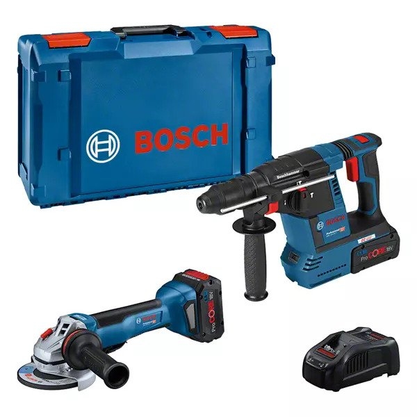 Bosch Professional 0615990N33 Zestaw - Szlifierka GWS 18V-10 P + Młotowiertarka GBH 18V-26 5.5Ah ProCore w pudełku XL-Boxx