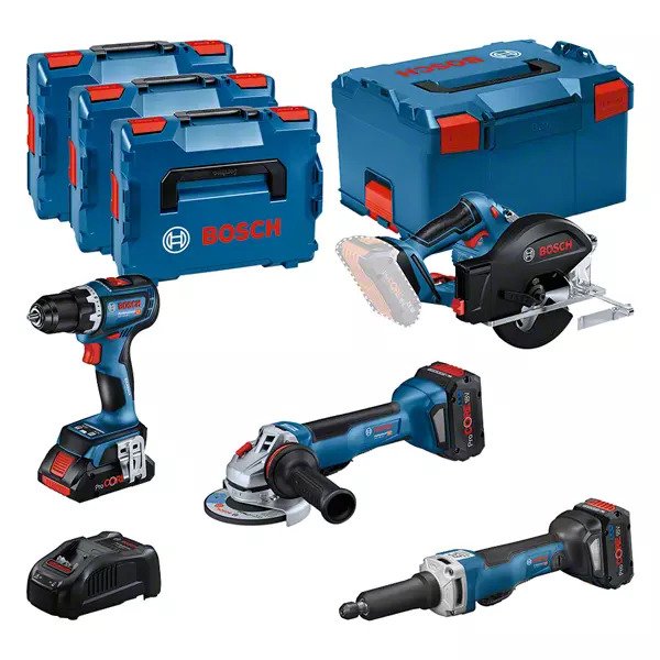 Bosch Professional 0615990N3A 4 ToolKit 18V - 4 maszyny + 1 x ProCore 18V 4.0Ah + 2 x ProCore 18V 5.5Ah Comboset w L-Boxx