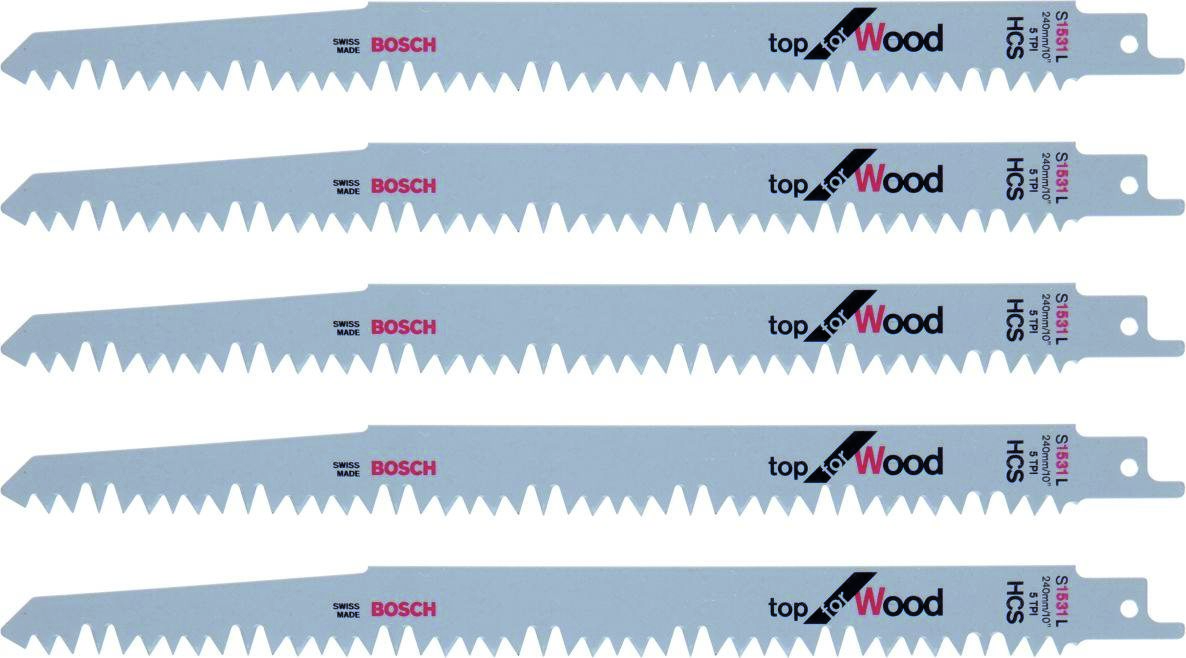 Bosch Professional Akcesoria 2608650676 S1531L Brzeszczot do piły szablastej Top for Wood 240 mm 5 szt.