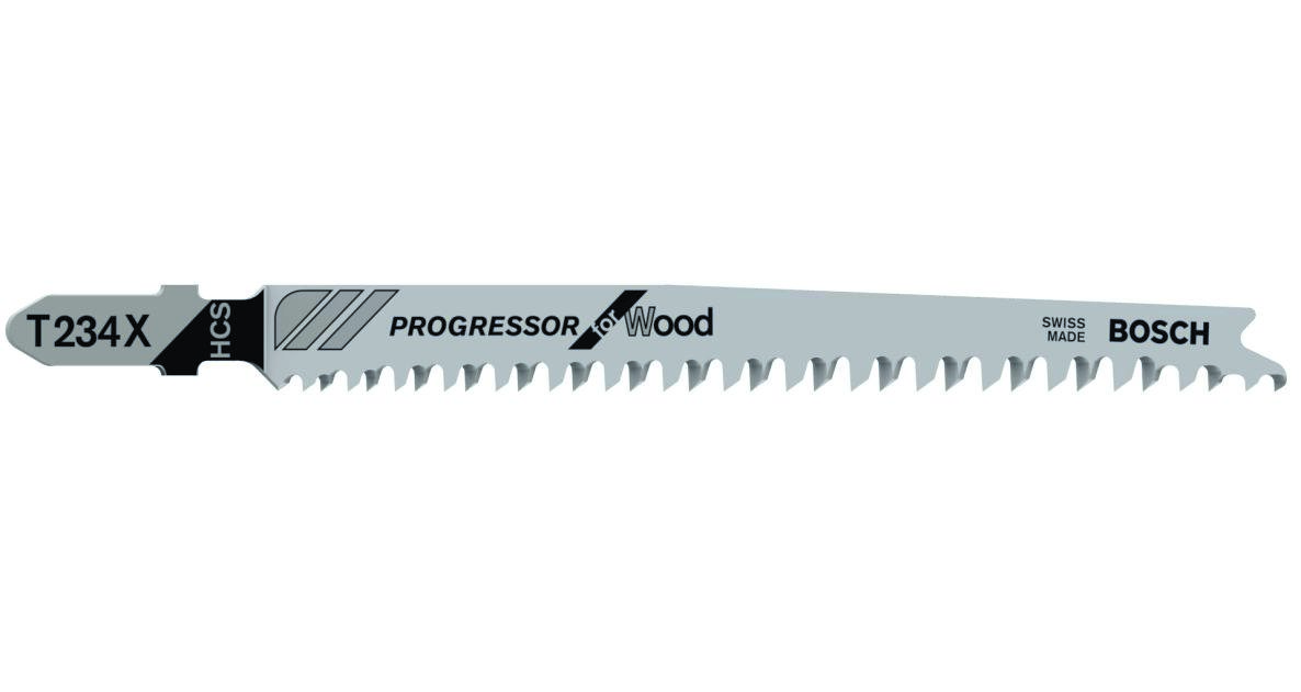 Bosch Professional Akcesoria 2608633528 T234X Brzeszczoty do wyrzynarki T - trzpień na 5 sztuk drewna