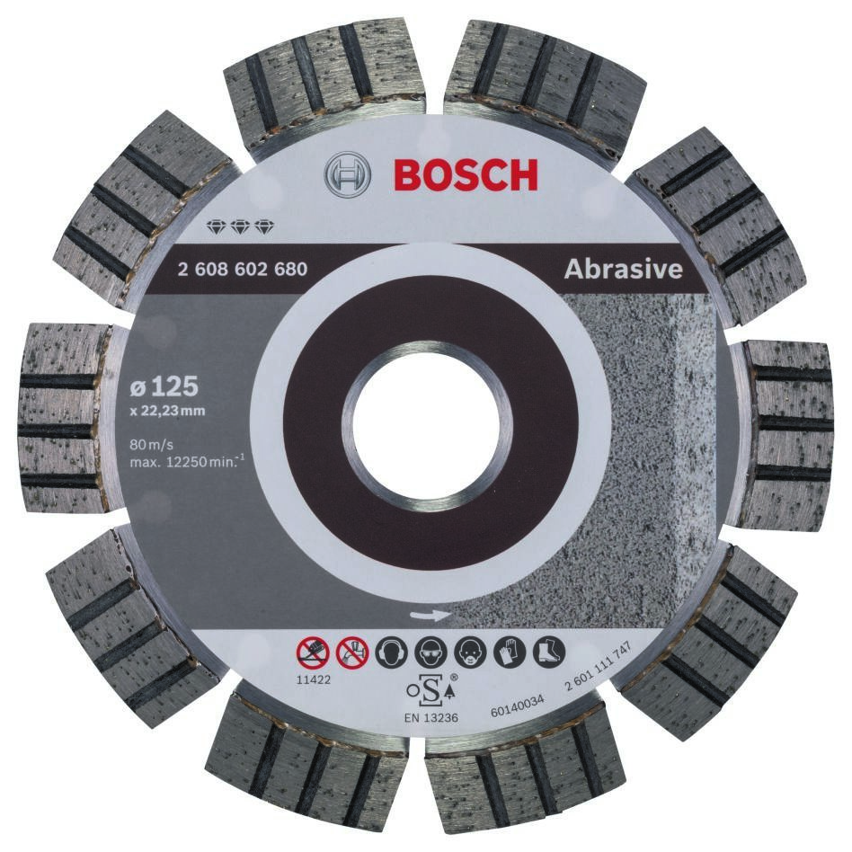 Bosch Professional Akcesoria 2608602680 Diamentowa tarcza tnąca Best for Abrasive 125 x 22,23 x 2,2 x 12 mm