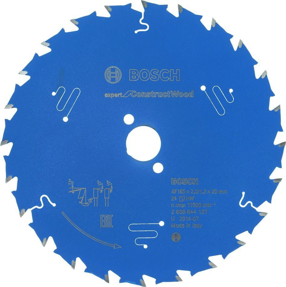 Bosch Professional Akcesoria 2608644137 Piła tarczowa z węglików spiekanych Expert for Construct Wood 165 x 20 x 24T