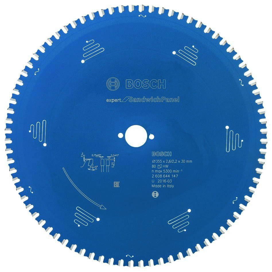 Bosch Professional Akcesoria 2608644147 Piła tarczowa z węglików spiekanych Expert do płyt warstwowych 355 x 30 x 80T