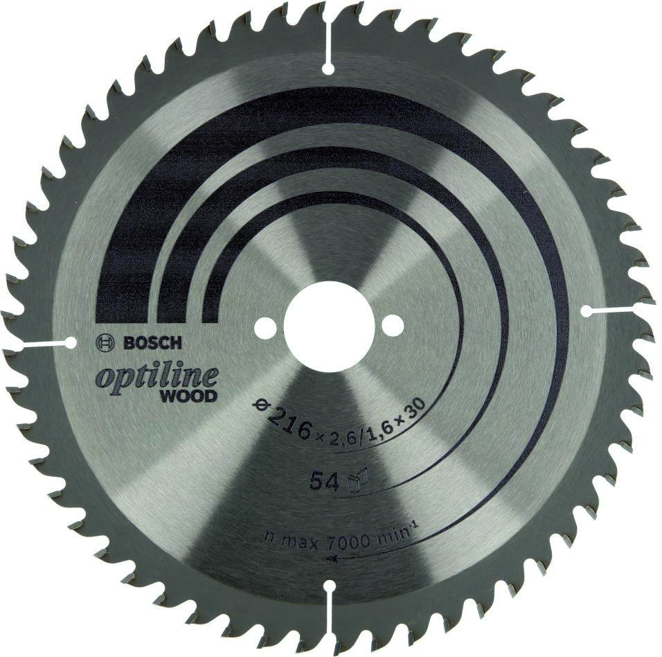 Bosch Professional Akcesoria 2608838411 Optiline Wood Piła tarczowa 216 x 2,6 / 1,6 x 30 T54