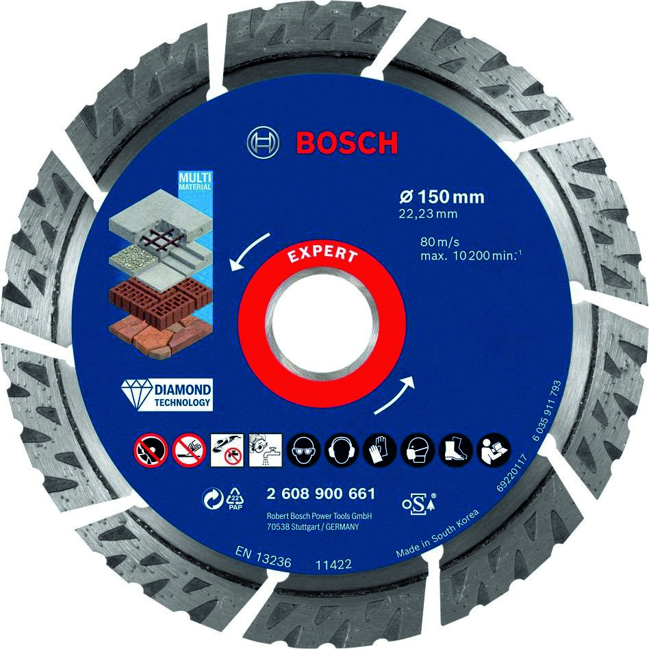 Bosch Professional Akcesoria 2608900661 Diamentowa tarcza tnąca Expert MultiMaterial 150 x 22,23 x 2,4 x 12 mm
