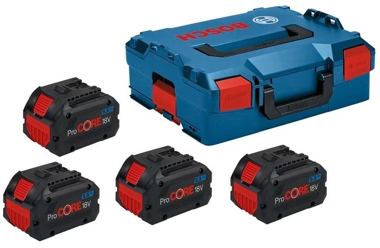 Bosch Professional Akcesoria 1600A02A2U Accu Set in L-Boxx - 4 x Accu ProCore 18V 5,5 ah Li-ion