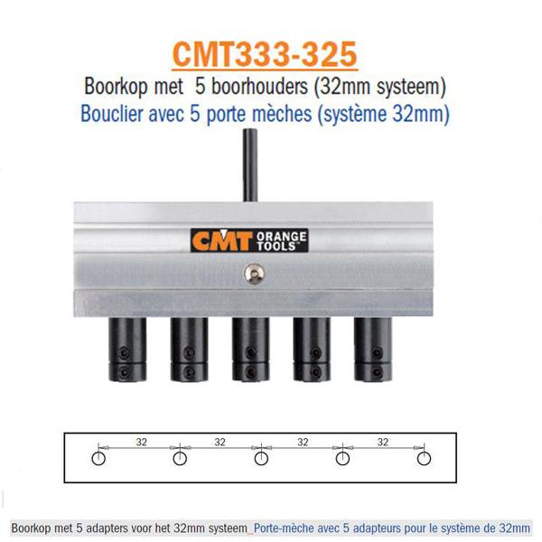 CMT CMT333-325 Uniwersalny system wierteł garnkowych - głowica wiertnicza z 5 uchwytami wiertarskimi