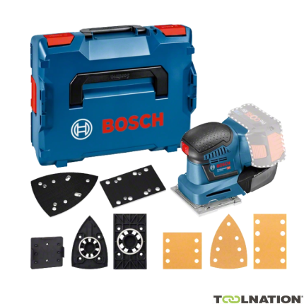 Bosch Niebieski 06019D0202 GSS 18V-10 Akumulatorowa szlifierka oscylacyjna 18V + L-BOX 136 + zestaw osprzętu, bez akumulatorów i ładowarki - 2