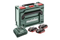 Metabo Akcesoria 685133000 Zestaw akumulatorów 3 x 18V LiHD 4,0Ah + 1 x ładowarka ASC 55 w MetaBox 145