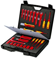 Knipex 989912 98 99 12 Standardowa walizka narzędziowa 26-częściowa z narzędziami izolowanymi do prac przy urządzeniach i instalacjach elektrycznych