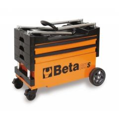 C27S Składany mobilny wózek narzędziowy z 2 szufladami pomarańczowy