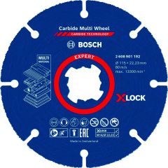 Bosch Niebieski Akcesoria 2608901192 Expert Carbide Multi Wheel X-LOCK Tarcza tnąca 115 mm, 22,23 mm