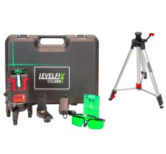 Levelfix 556256 CCL680G SET 360° Cross Line Laser Green - 360° w poziomie, 4 linie pionowe i punkt w dół + statyw 1,5 m