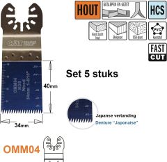 CMT OMM04-x5 0 Brzeszczot do narzędzia wielofunkcyjnego (zęby japońskie) do drewna 34 mm 5 szt.