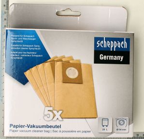 Scheppach 7905701702 Papierowy worek na kurz 20 ltr do odkurzacza natryskowego 5 sztuk