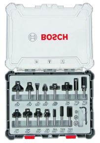 Bosch Niebieski Akcesoria 2607017471 Zestaw frezów z trzpieniem 6mm 15szt.