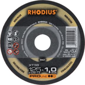 Rhodius 204621 XT38 tarcza do cięcia cienkiego metalu/Inox 125 x 1,0 x 22,23 mm