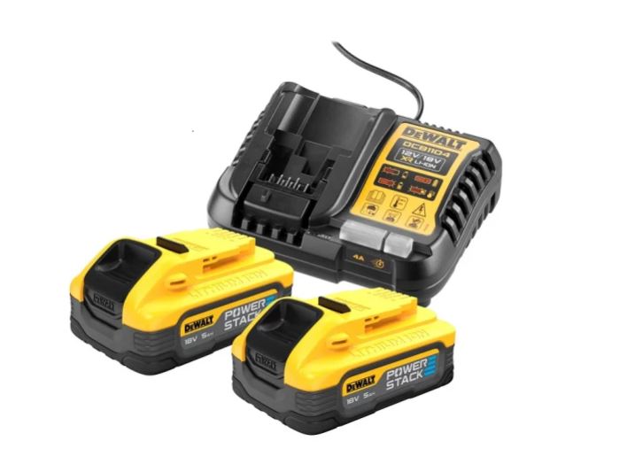 DeWALT Akcesoria DCB1104H2-QW Zestaw startowy PowerStack - 2 akumulatory 18V XR 5.0Ah POWERSTACK + ładowarka DCB1104