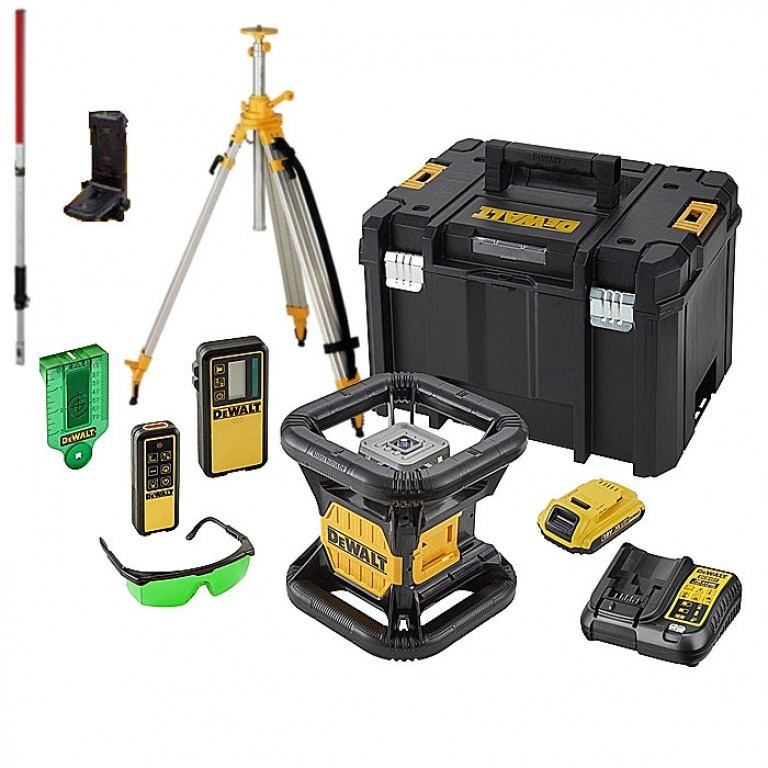 DeWALT DCE079D1G-SET 18V 2.0Ah Li-Ion W pełni automatyczny obrotowy zielony laser (zewnętrzny) + linijka + statyw
