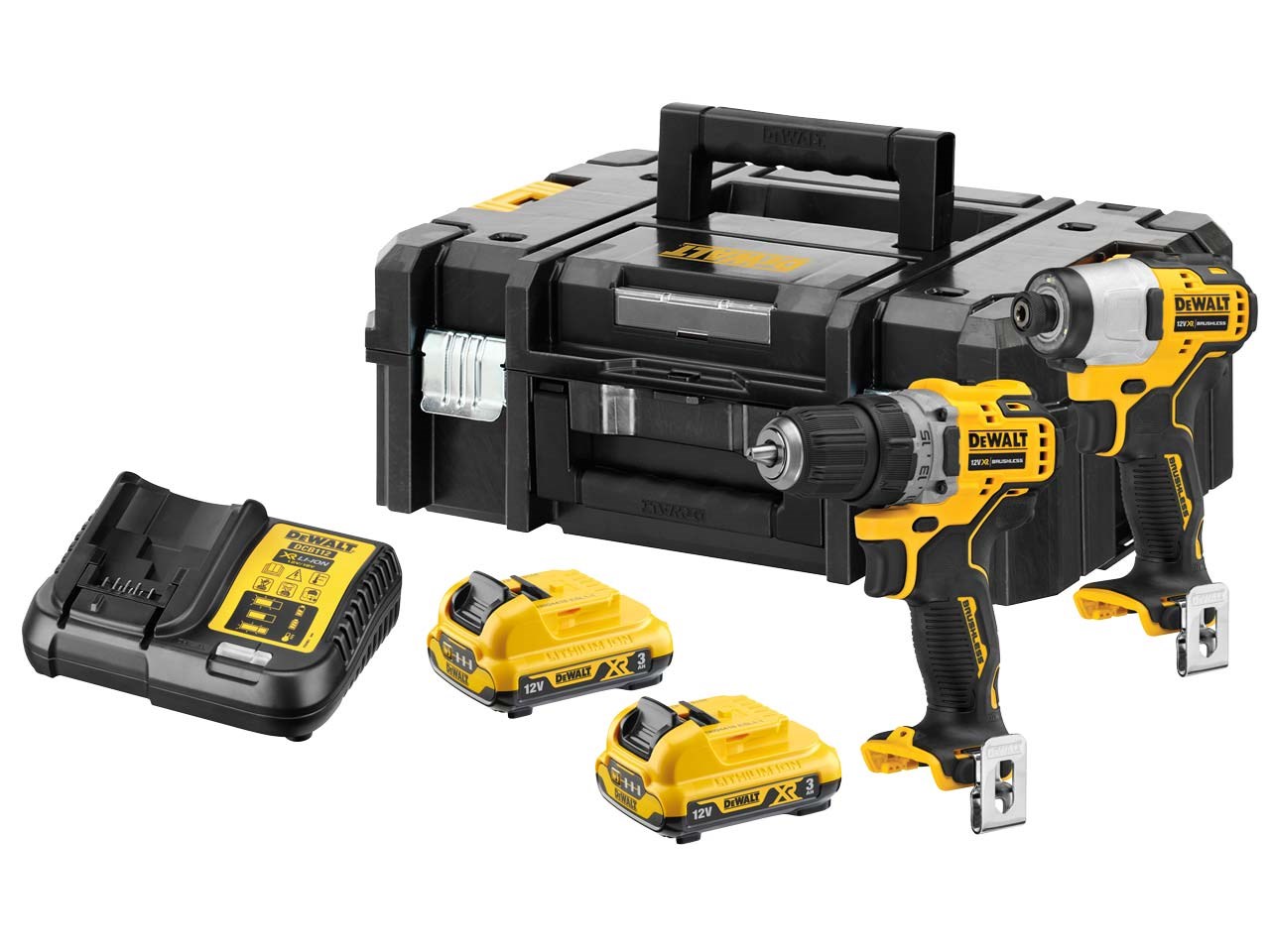 DeWALT DCK2110L2T-QW Zestaw startowy DCK2110L2T wiertarko-wkrętarka DCD701 + wkrętarka udarowa DCF801 12 V 3,0 Ah XR