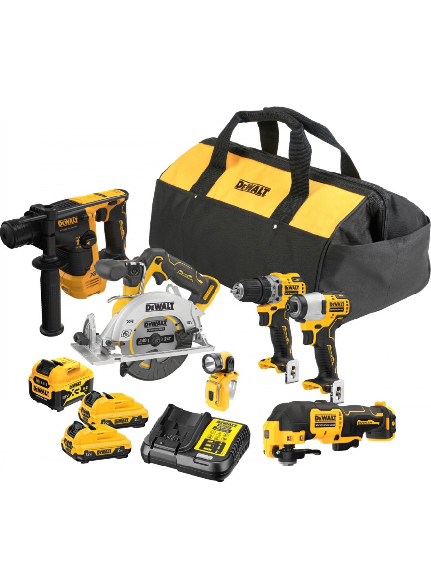 DeWALT DCK611P1D2-QW Zestaw Combi - 6-częściowy zestaw startowy 12V 1x5.0Ah + 2x 2.0Ah