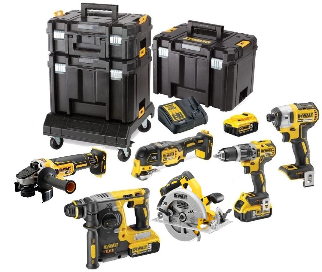DeWALT DCK685P3T-QW 6-częściowy zestaw Combiset 18V 5.0Ah Li-Ion w TSTAK + wózek