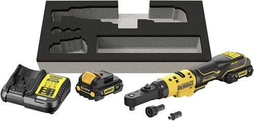 DeWALT DCF500L2G-QW Akumulatorowy klucz kątowy z grzechotką 12V XR 1/4" i 3/8" 3,0 Ah i ładowarka w zestawie