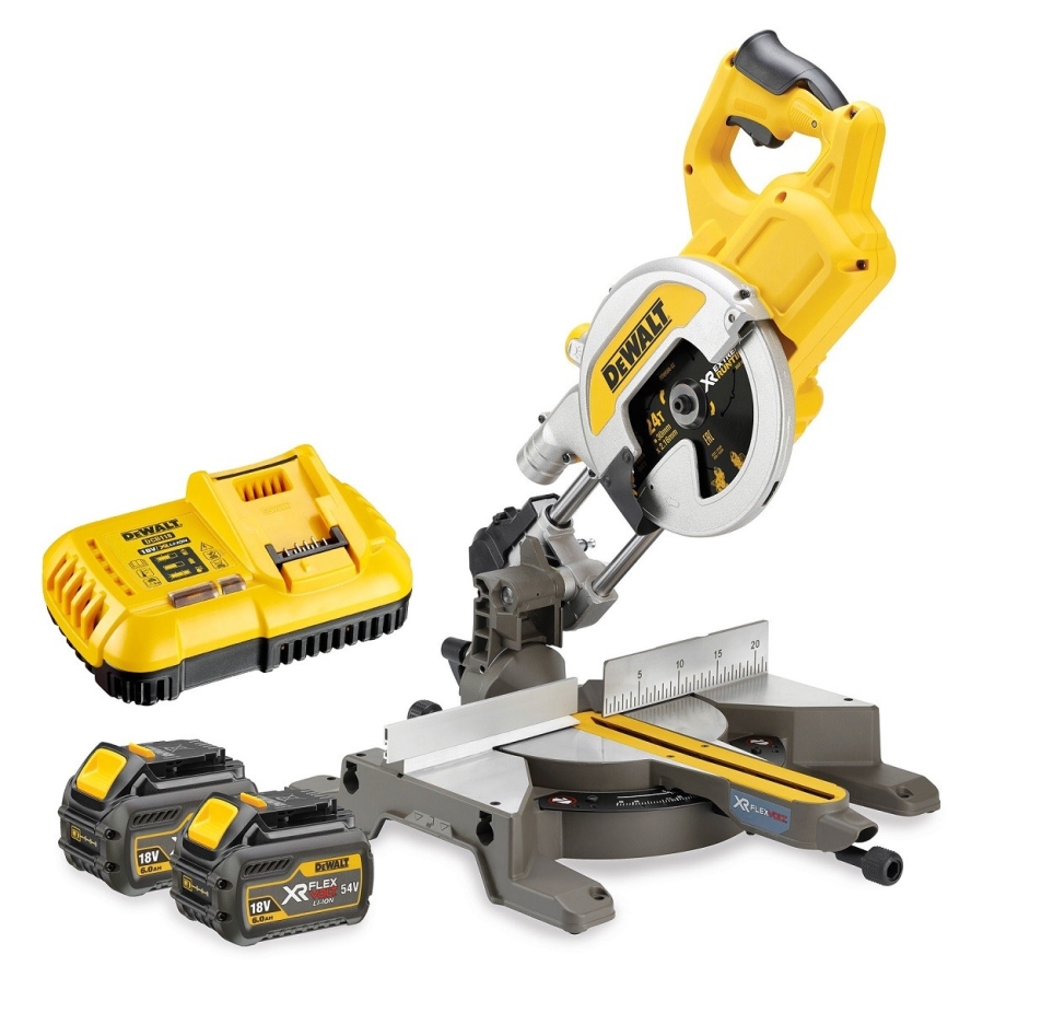 DeWALT DCS777T2-QW XR FlexVolt 54 Volt 6.0Ah Li-Ion Piła do cięcia i ukośnica 216 mm