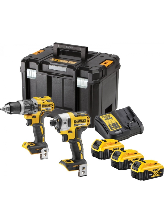 DeWALT DCK266P3T-QW Zestaw 18V 3 x 5.0Ah Li-Ion - akumulatorowa wiertarko-wkrętarka udarowa DCD796 + wkrętarka udarowa DCF887