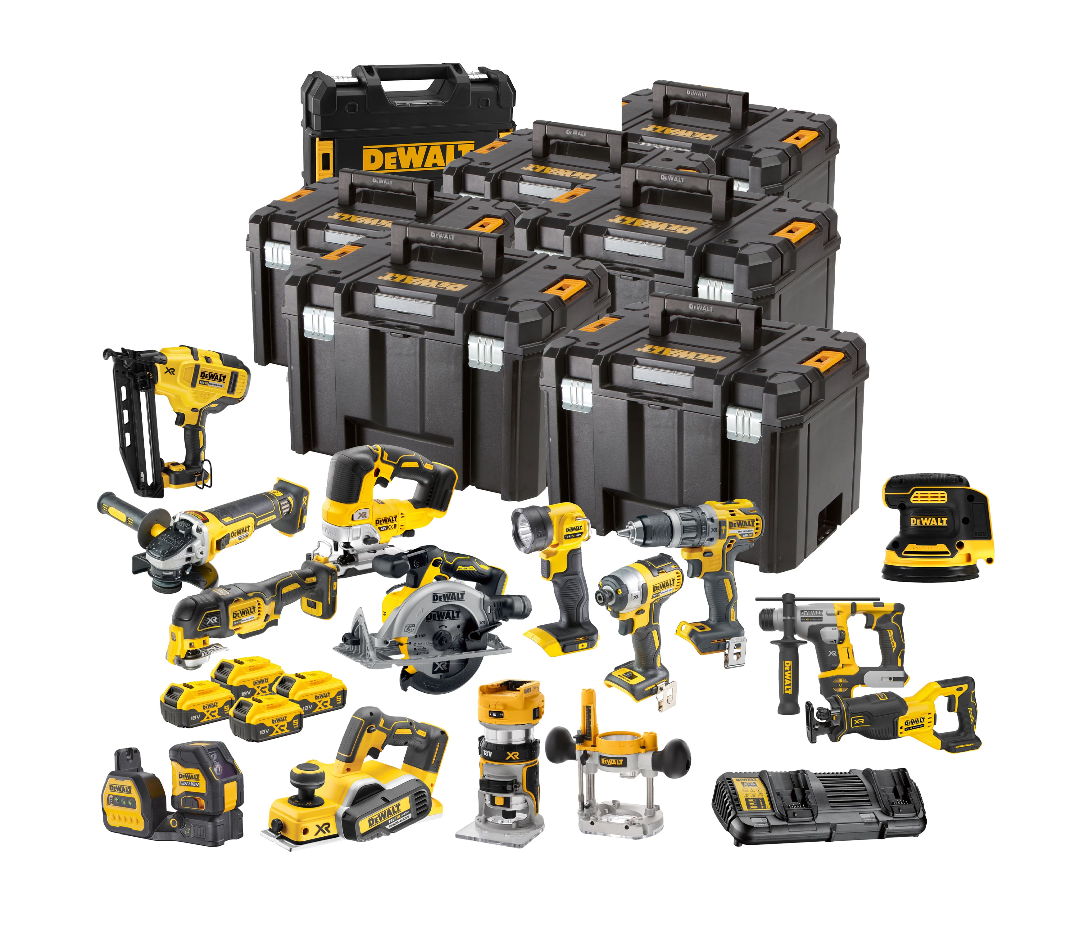 DeWALT DCK1016P4T 14-częściowy Combopack XR 18 V 5,0 Ah Li-Ion z 4 akumulatorami